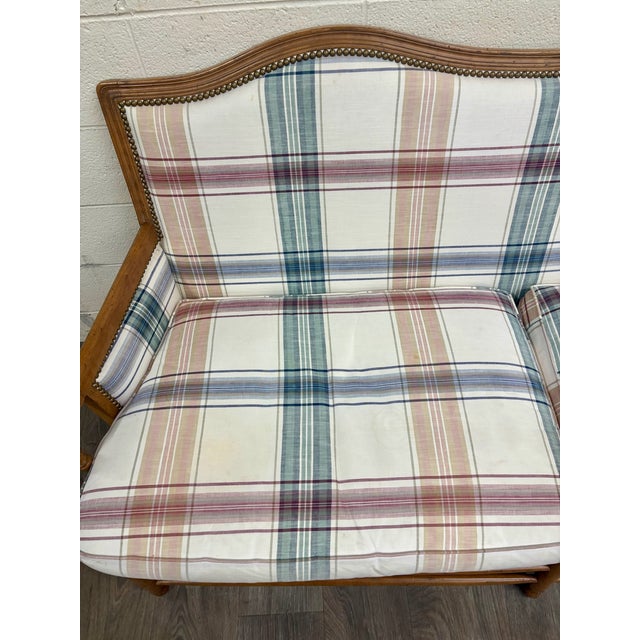 Wood Vintage Isenhour Furniture MCM Ficks Reed Style Rattan Camelback Sofa For Sale - Image 7 of 14