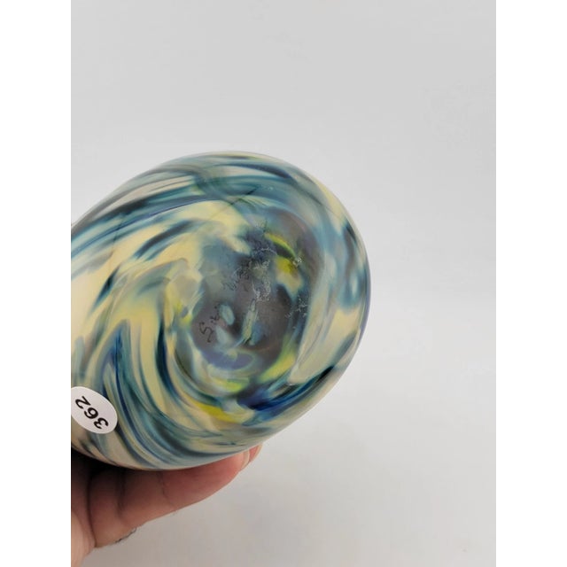 Army Green Rare One of a Kind Collectible Scott Meyer 2009 Signed Fused Glass Vase. For Sale - Image 8 of 12