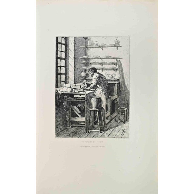 Un Ouvrier de Sèvres is a black and white etching realized by Henry Augustin Valentin (1822-1886) in 1870s. Titled in the...