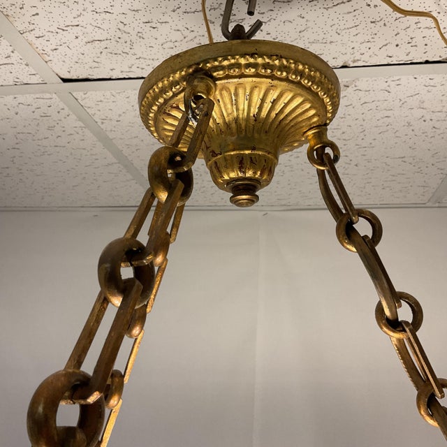 Stone Elegant Neoclassical Natural Alabaster & Gold Leaf Pendant For Sale - Image 7 of 12