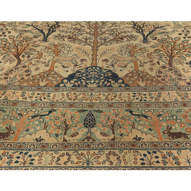 Persian Antique Persian Tabriz Animal Design Carpet For Sale - Image 3 of 8