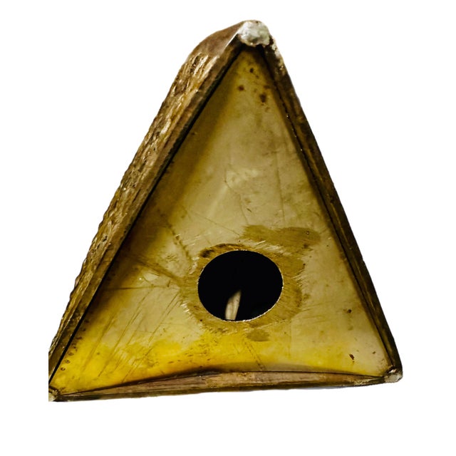 1950s Brass Brutalist Triangular Table Lamp With Repeating Pattern For Sale - Image 5 of 6