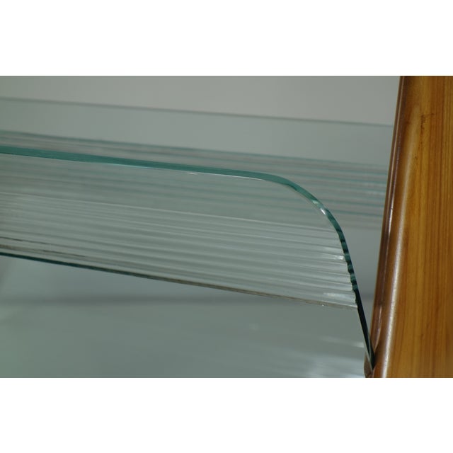 Brown Mid-Century Modern Italian Design Wood Glass Magazine Rack, 1950s For Sale - Image 8 of 14