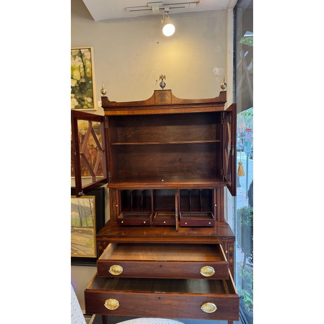 1940s 1940s Vintage American Sheraton Style Tambour Mahogany Secretary For Sale - Image 5 of 7