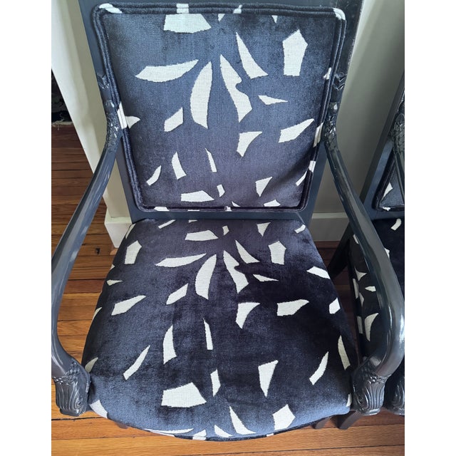 Pair of Mid 20th Century Lacquered Neoclassical Dolphin Armchairs ~ New Upholstery For Sale - Image 16 of 17