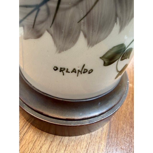 Orlando Pottery Hand Painted Leaf Table Lamp For Sale - Image 11 of 12