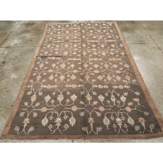 Mid-20th Century Handmade Turkish Anatolian Brown Accent Rug For Sale - Image 4 of 9