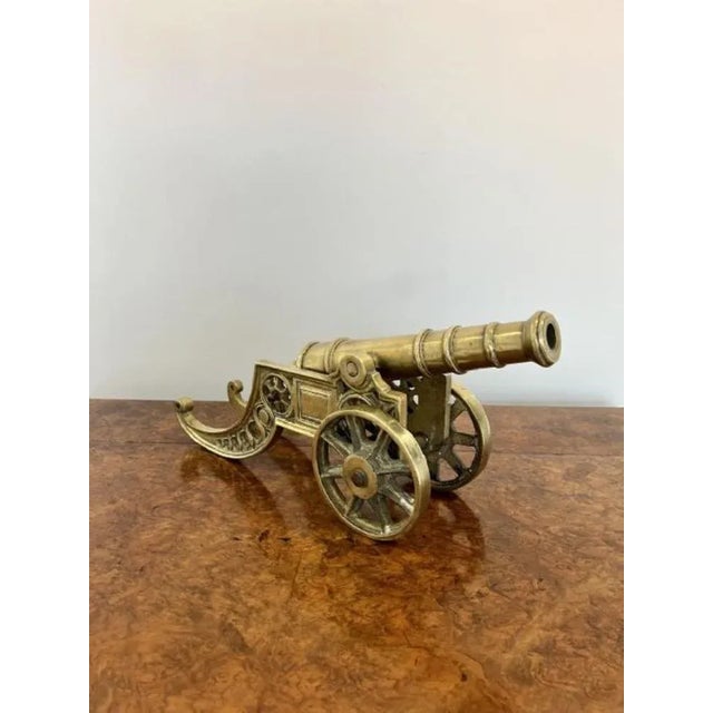 1900 - 1909 Large Edwardian Brass Cannon, 1900s For Sale - Image 5 of 6