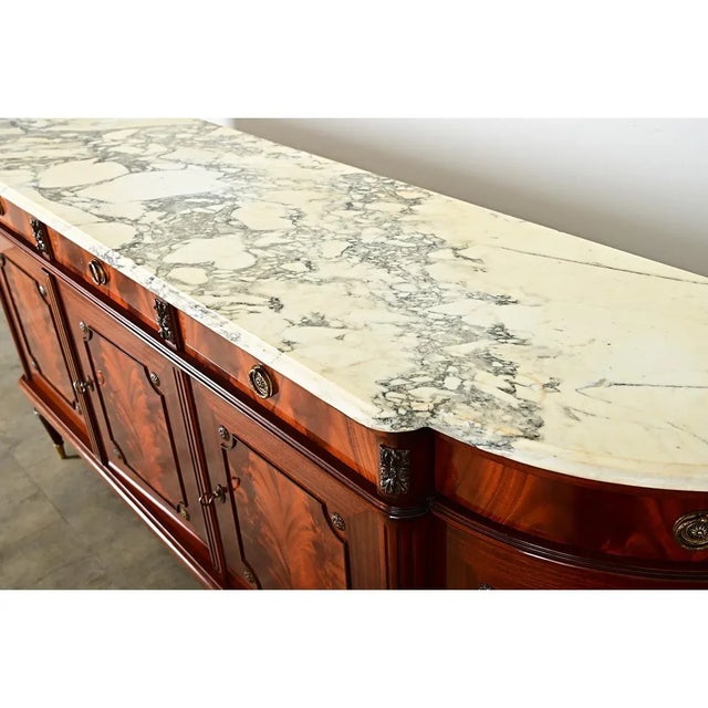 French Vintage Mahogany & Marble Top Enfilade For Sale - Image 10 of 12