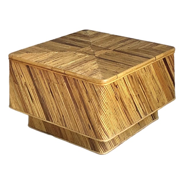 Vintage Boho Pencil Reed Coffee Table For Sale