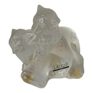 1980s Lalique Leopard Cubs
