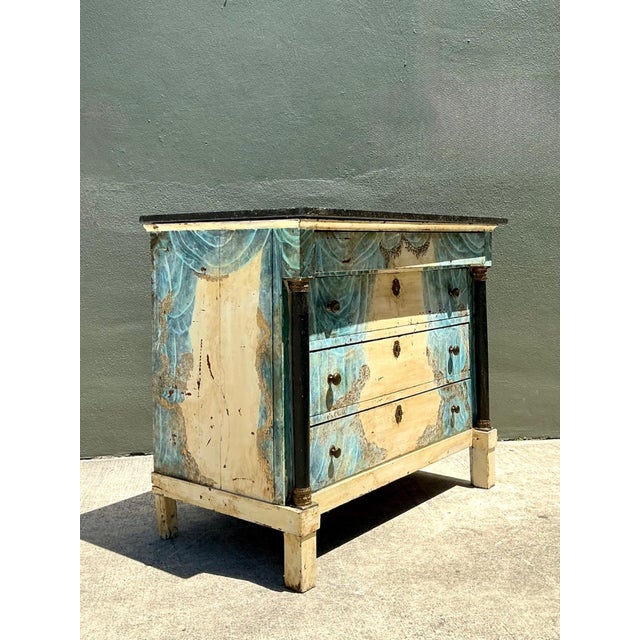 Cream Vintage Hand-Painted Drapery Swag Motif Dresser For Sale - Image 8 of 16