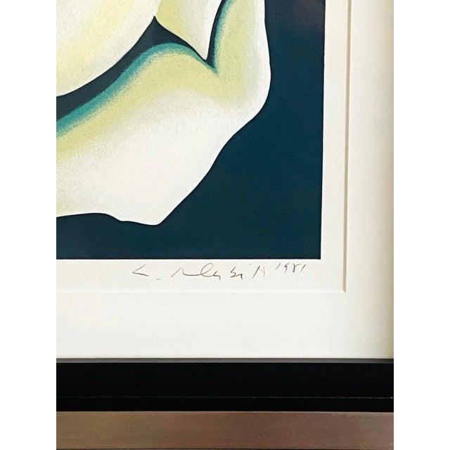 Lowell Nesbitt White Rose Limited Edition Lithograph in Custom Frame, Circa 1981 For Sale - Image 9 of 13