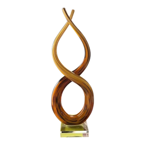 Vintage MCM Murano Glass Mid Century Amber Love Knot Art Glass Figurine