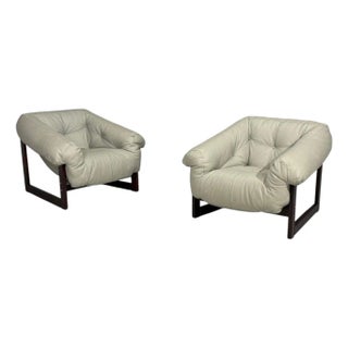 Percival Lafer, Mp-93 Lounge Chairs, Rosewood, Leather, Brazil, 1960s For Sale