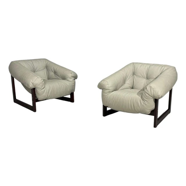 Percival Lafer, Mp-93 Lounge Chairs, Rosewood, Leather, Brazil, 1960s For Sale
