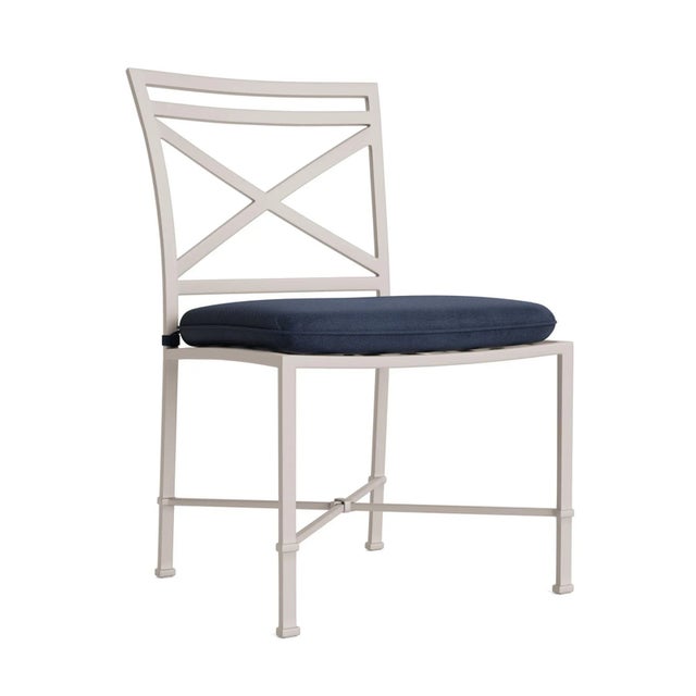 Brown Jordan Venetian Side Chair, Dove frame with Fusion Neptune fabric For Sale - Image 12 of 12