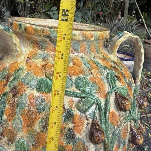 Vintage Italian Majolica Three-Armed Pear Planter Vase For Sale - Image 4 of 12