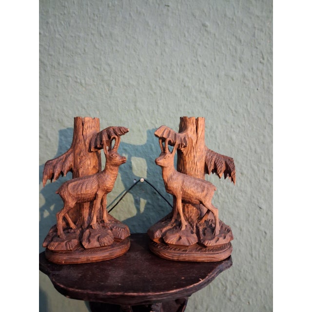 1920s Black Forest Stags Vase Holders and Shelf, 1920s, Set of 3 For Sale - Image 5 of 9