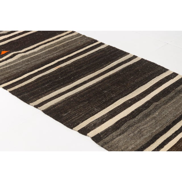 Black Stripe Handwoven Antique Kilim Runner For Sale - Image 8 of 10