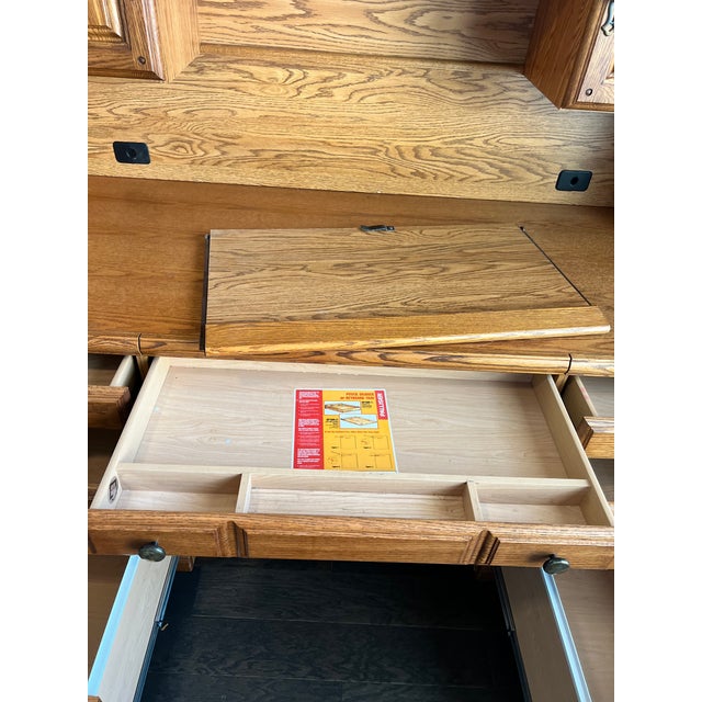 Vintage Solid Oak Desk With Hutch For Sale - Image 4 of 7