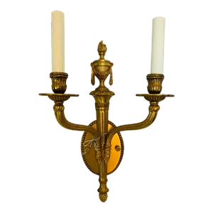 Late 20th Century Brass Empire Two-Light Sconce Maid in Spain From the Foundry l.A.