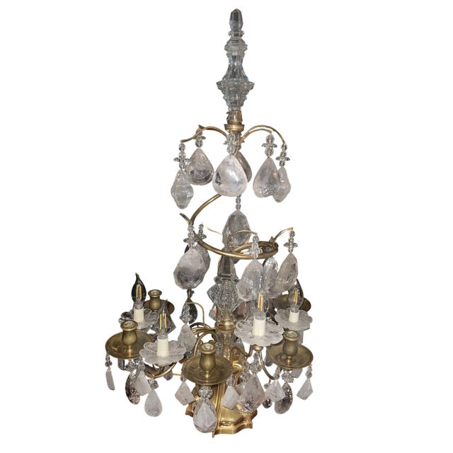 Bronze Pair of 19th Century Italian Bronze & Rock Crystal Girandoles For Sale - Image 8 of 8