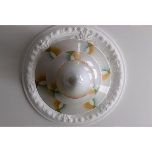 Art Deco White Glass and Brass Pendant Light, Germany, 1930s For Sale - Image 9 of 18