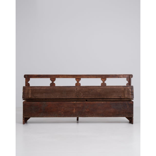 Brown 20th Century Italian Wooden Bench with Upholstered Seat For Sale - Image 8 of 13
