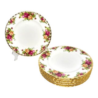 Vintage Mid-Century Modern Royal Albert Old Country Roses Salad Plates-Set of 7 For Sale
