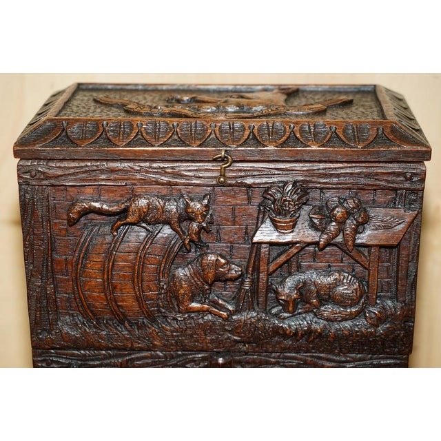 Carved Black Forest Wood Smoking Pipe Cabinet Box, 1870s For Sale - Image 4 of 18