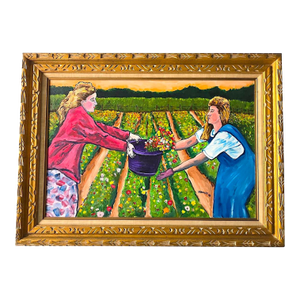 1991 Painting in Carved Giltwood Frame, "Harvest", Signed
