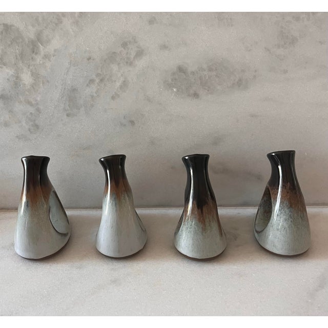 Ceramic Set of 4 Peter Pots Studio Pottery Napkin Ring Bud Vases For Sale - Image 7 of 10