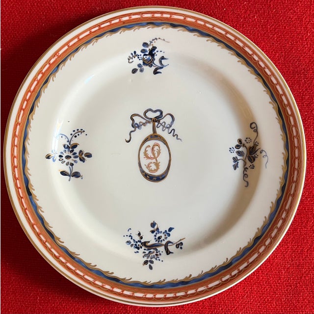 French Antique 19th Century French Samson Porcelain Plates Chinese Export Style S Initial Monogram Crest - Set of 6 For Sale - Image 3 of 15