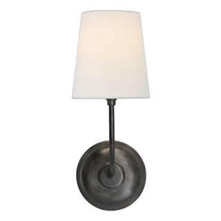 Thomas O'Brien for Visual Comfort Signature Vendome Single Sconce in Bronze with Linen Shade For Sale