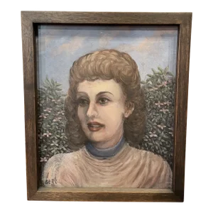 Circa 1940 French Expressionist Portrait Oil Painting of a Woman, Framed