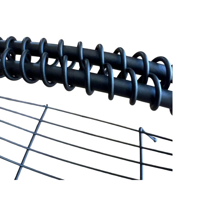 Black Mid Century Modern Atomic Restored Kitsch Magazine Rack Log Holder Wrought Iron Vintage Small Attributed to Richard Galef For Sale - Image 8 of 12