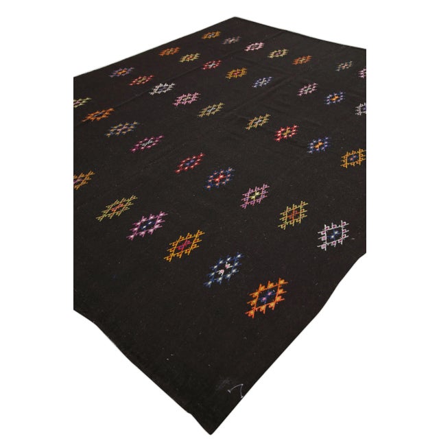 Black Handmade Modern Kilim Rug 8'2" X 10'10" For Sale - Image 8 of 10