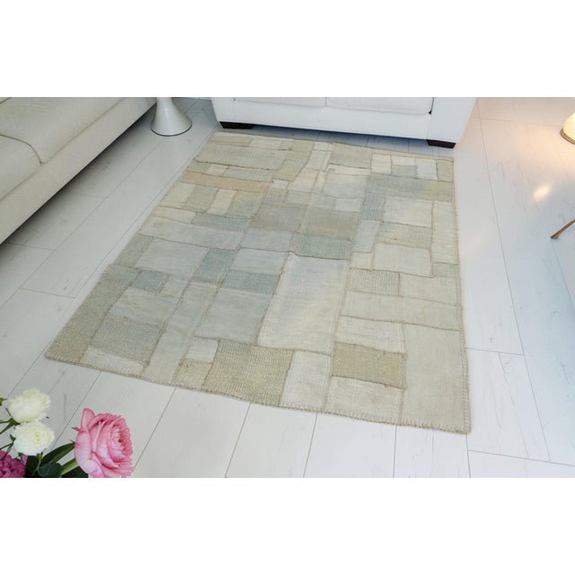 Turkish Light Green Oushak Wool Carpet For Sale - Image 3 of 10