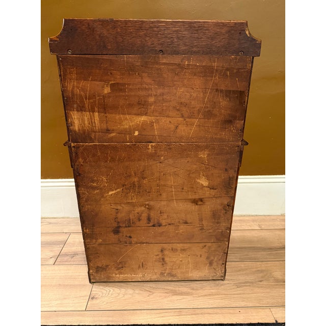 Antique Quarter Sawn Solid Oak Child's Roll Top Trestle Desk - Original Brass For Sale - Image 13 of 13