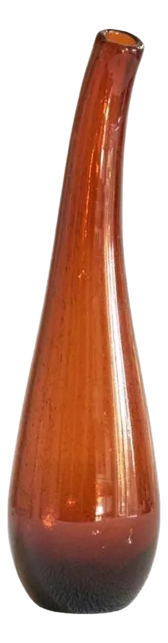 Freeform Amber Colored Bubble Glass Vase, 1960s