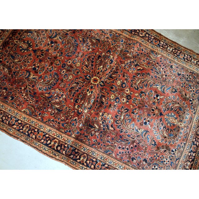 1920s 1920s, Handmade Antique Persian Sarouk Rug 3.5' X 5.3' For Sale - Image 5 of 7