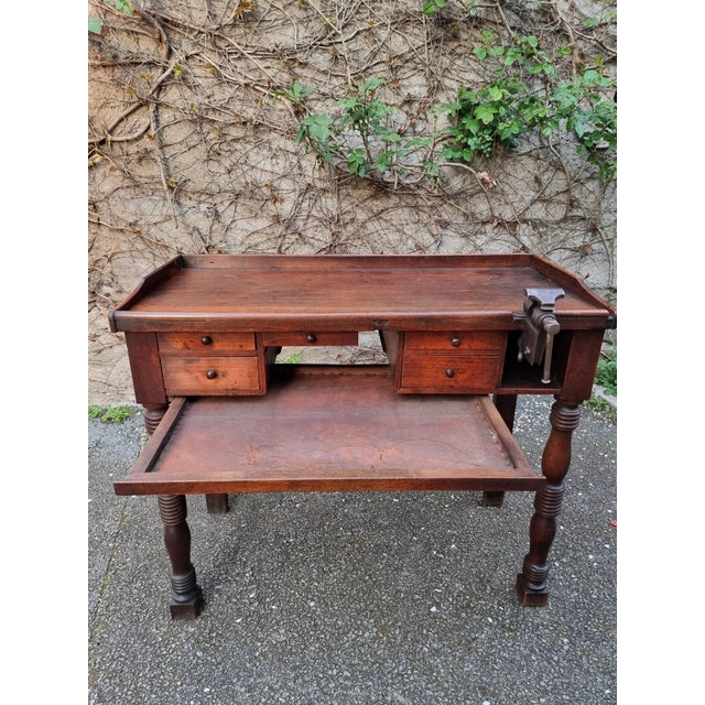 French Watchmakers Workbench with Drawers and Leather Surface, 1900s For Sale - Image 16 of 18