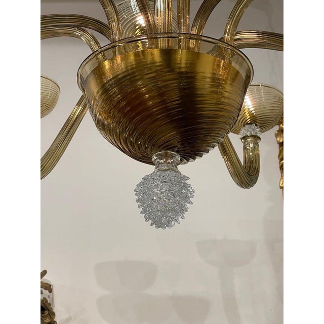 Glass Copy - Modern Gold Murano Glass Chandelier With 12 Arms For Sale - Image 7 of 9