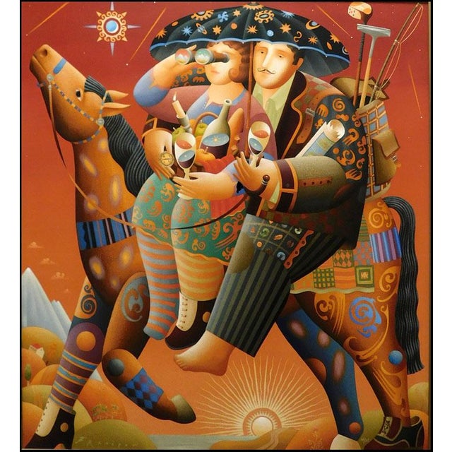 "Holiday" with Custom frame by Anton Arkhipov Hand Singed by the Artist Hand Signed & # in back of canvas Original Limited...