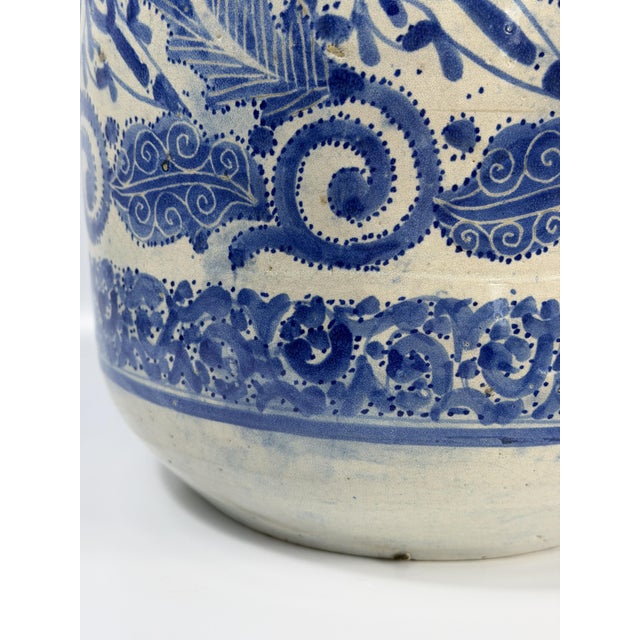 19th Century Moroccan Hand Painted Blue and White Ceramic Vase, 1890s For Sale - Image 4 of 12
