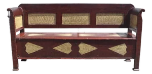 Pine Folk Art Storage Bench or Settle in Decorative Paint