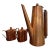 1960s Handcrafted Mid-Century Modern Copper Coffee Service Artisan Studio Brass & Wood Sculptural Design - Set of 3 For Sale