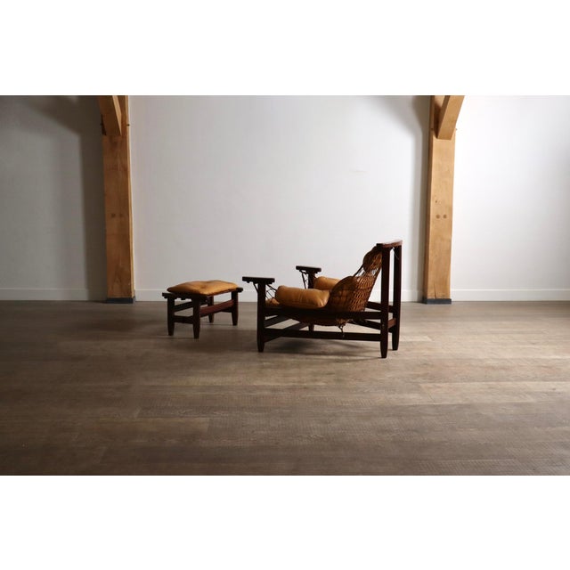 Set of Jangada Lounge Chair and Ottoman in Cognac Leather by Jean Gillon, Brazil, 1960s For Sale - Image 15 of 18