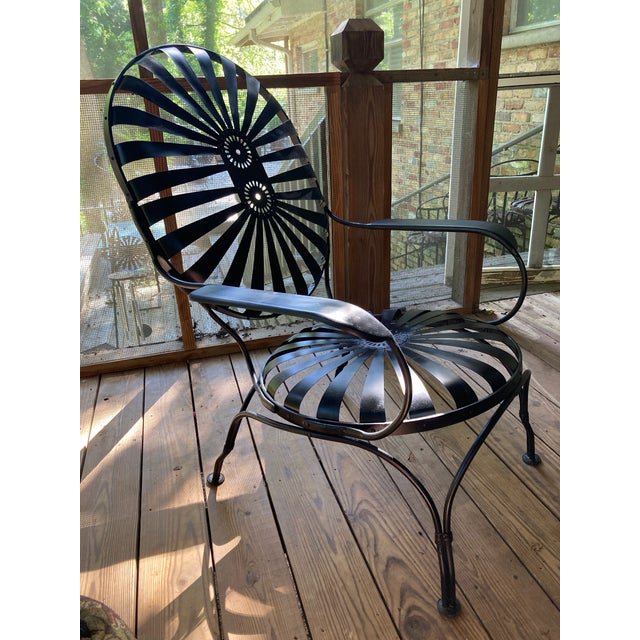 recently sandblasted, primed and painted…. circa 1940. spring steel seats with iron frame. can work indoors or outside. no...